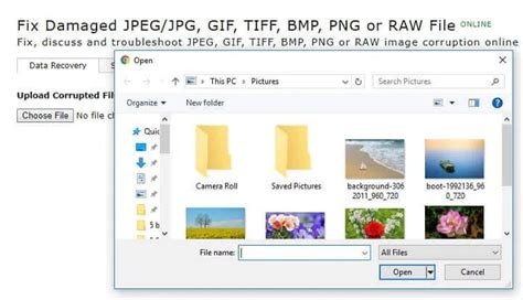 repair jpeg file|Repair corrupt, unreadable, encrypted JPEG pictures online.